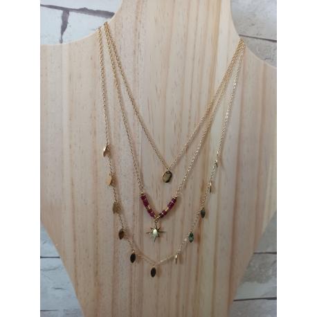 Collier acier inoxydable 3 rangs Collier acier inoxydable 3 rangs