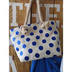 Sac de plage beige et bleu brillant