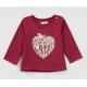 T-SHIRT BORDEAUX COTON BIO VISUEL POMME-COEUR BÉBÉ FILLE