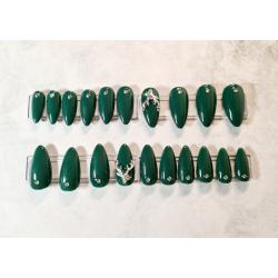 Press on nails vert décoration cerf
