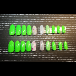 Press on nails vert fluorescent- décoré