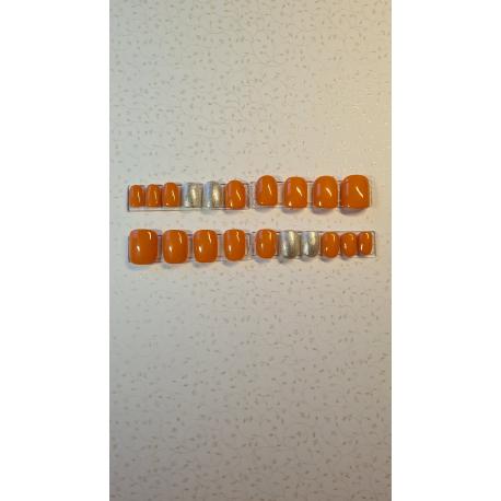 Press on nails orange et dore