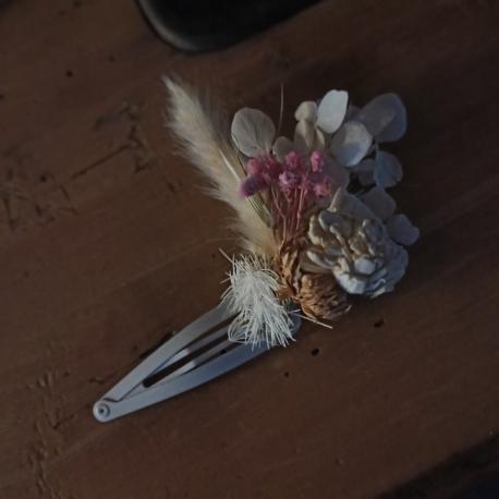 Barette cheveux fleurs sechées Barette cheveux fleurs sechées