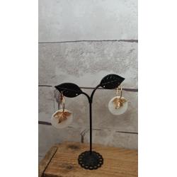 Boucles d'oreilles nacre et feuille acier