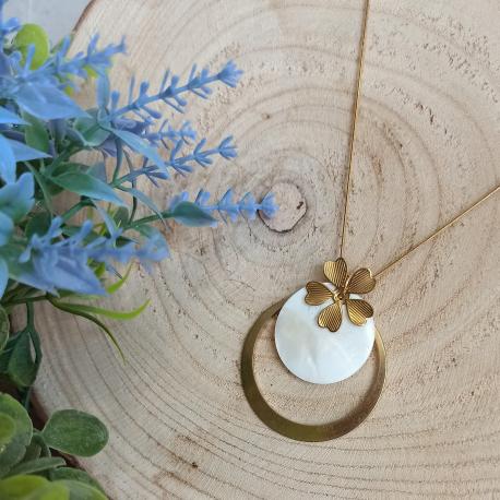 Collier en acier et nacre Collier en acier et nacre
