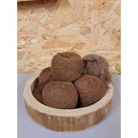 Pelote 100% laine d'alpaga marron clair