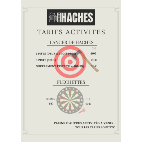 Tarif Activités