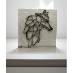 Tête de loup géométrique en papier sur toile 25X25 cm