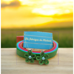 Boucles d'oreilles fleur verte à perle en papier roulé