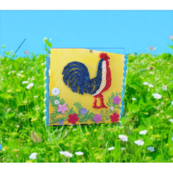 Toile Coq Français en papier roulé, taille 25X25cm