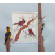 Mésange sur support cartonnée, encadrement recyclé, taille 30x40 cm