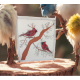 Mésange sur support cartonnée, encadrement recyclé, taille 30x40 cm