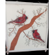Mésange sur support cartonnée, encadrement recyclé, taille 30x40 cm