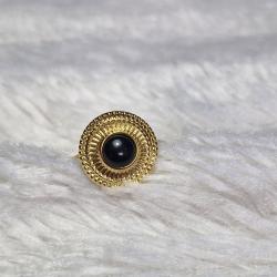 Bague doré pierre acier inoxydable