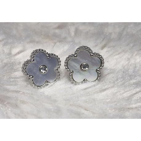 Boucle d'oreille fleur acier inoxydable