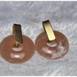 Boucle d'oreille rose acier inoxydable