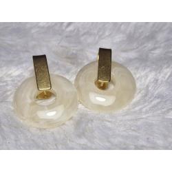 Boucle d'oreille beige acier inoxydable