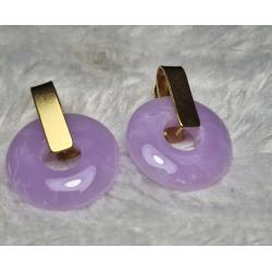 Boucle d'oreille violet acier inoxydable