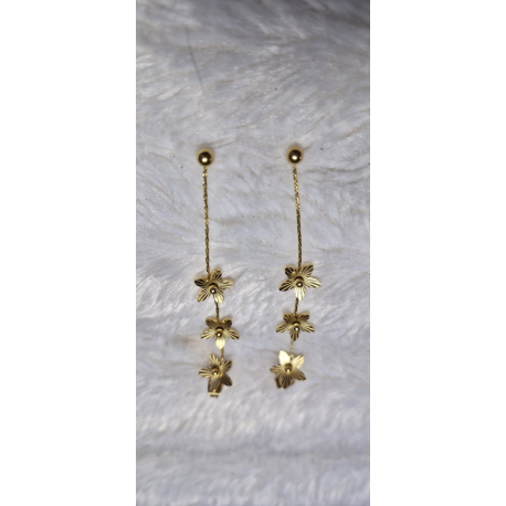 Boucle d'oreille doré pendante acier inoxydable