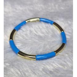 Bracelet bleu et doré acier inoxydable