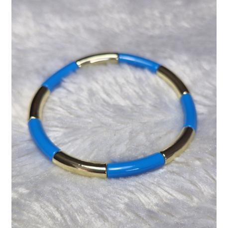 Bracelet bleu et doré acier inoxydable