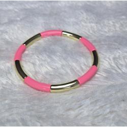 Bracelet élastique rose et doré acier inoxydable