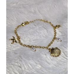 Bracelet coquillage doré acier inoxydable