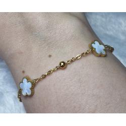 Bracelet fleur trèfle doré acier inoxydable