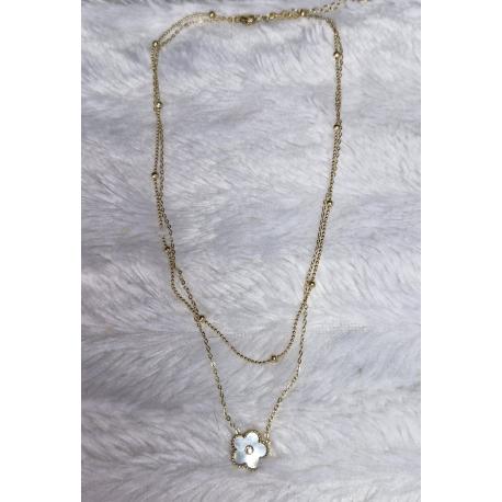 Collier fleur trèfle doré acier inoxydable