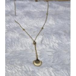 Long collier coquillage acier inoxydable