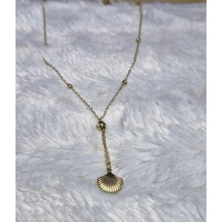 Long collier coquillage acier inoxydable