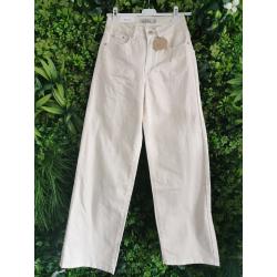 Jeans large beige femme