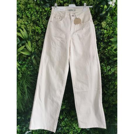 Jeans large beige femme