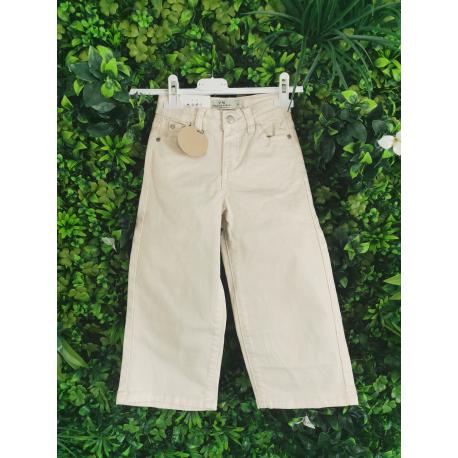 Jeans large beige fille