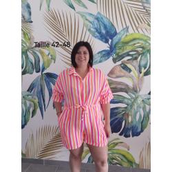 Combishort rayure grande taille
