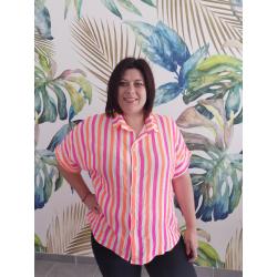 Chemise rayure fluo grande taille