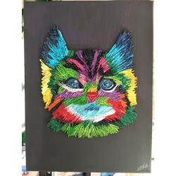 toile chat pop art en papier roulé 30X40cm