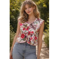 gilet sans manches fleuri