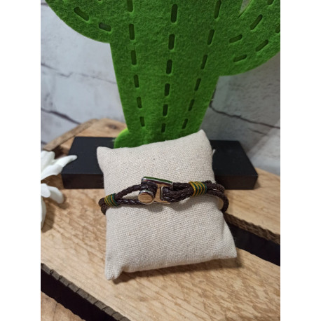 Bracelet homme marron, vert, or Bracelet homme marron, vert, or