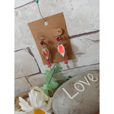 Boucles d'oreilles feuilles roses